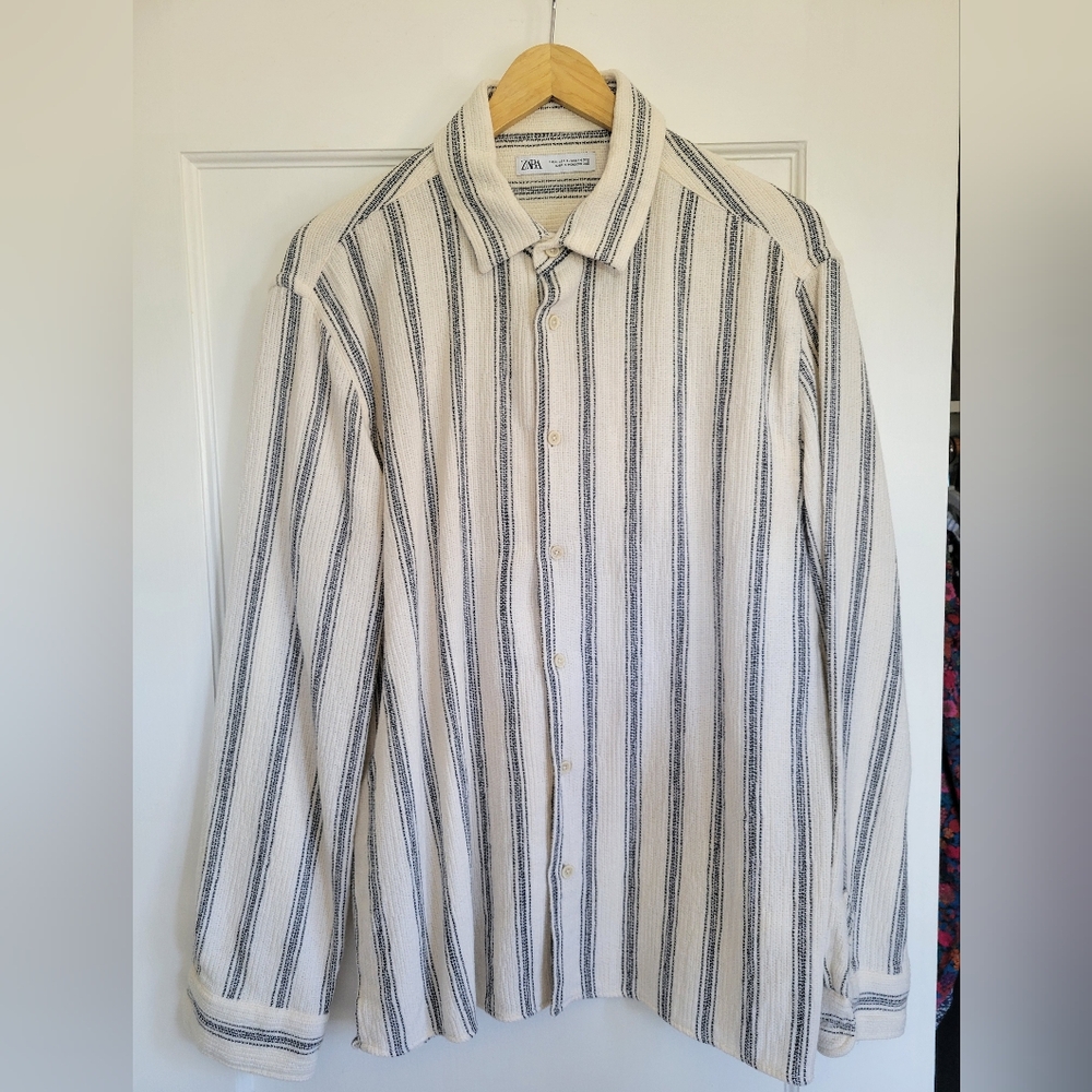 Zara XL casual stripped button-up